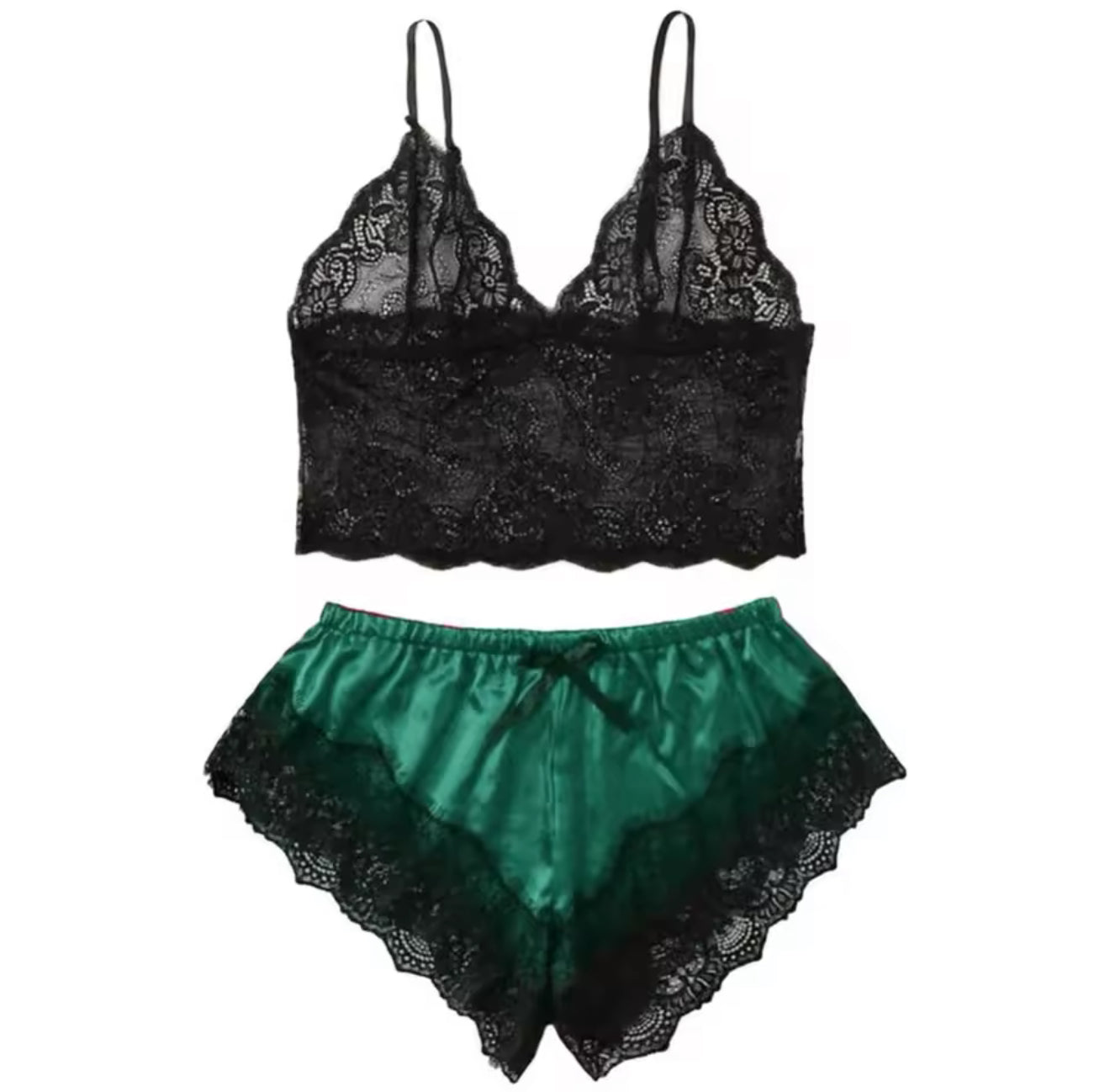 Lace satin sexy night set