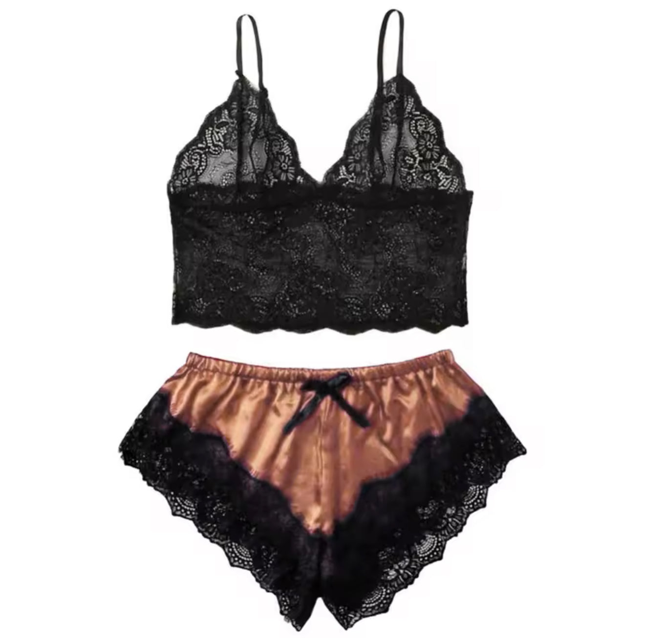Lace satin sexy night set