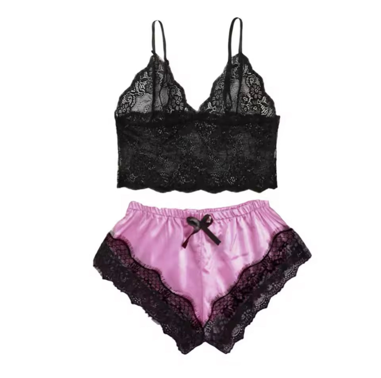 Lace satin sexy night set