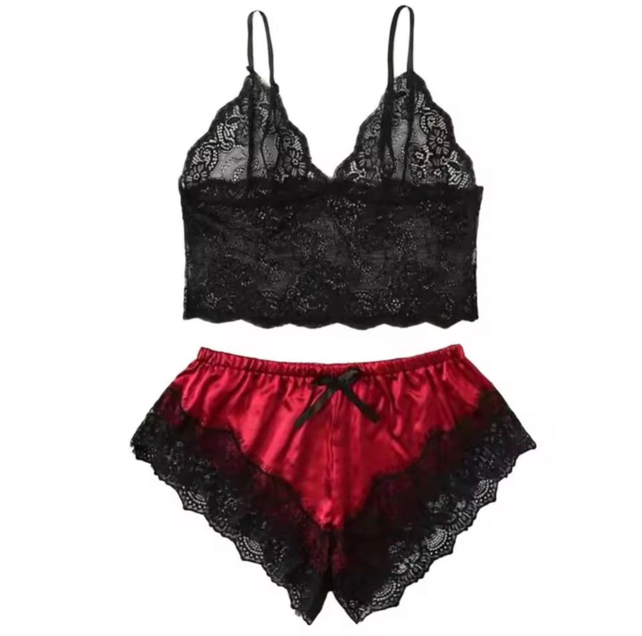 Lace satin sexy night set
